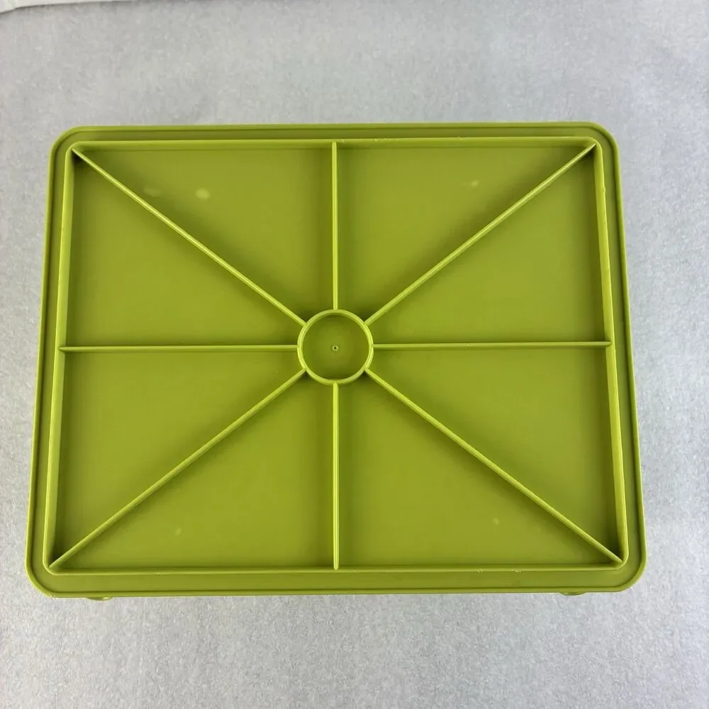 Vintage Yaffa Plastic Storage Crate Lime Green Stackable 9x6x7 Bin Bubbles Small